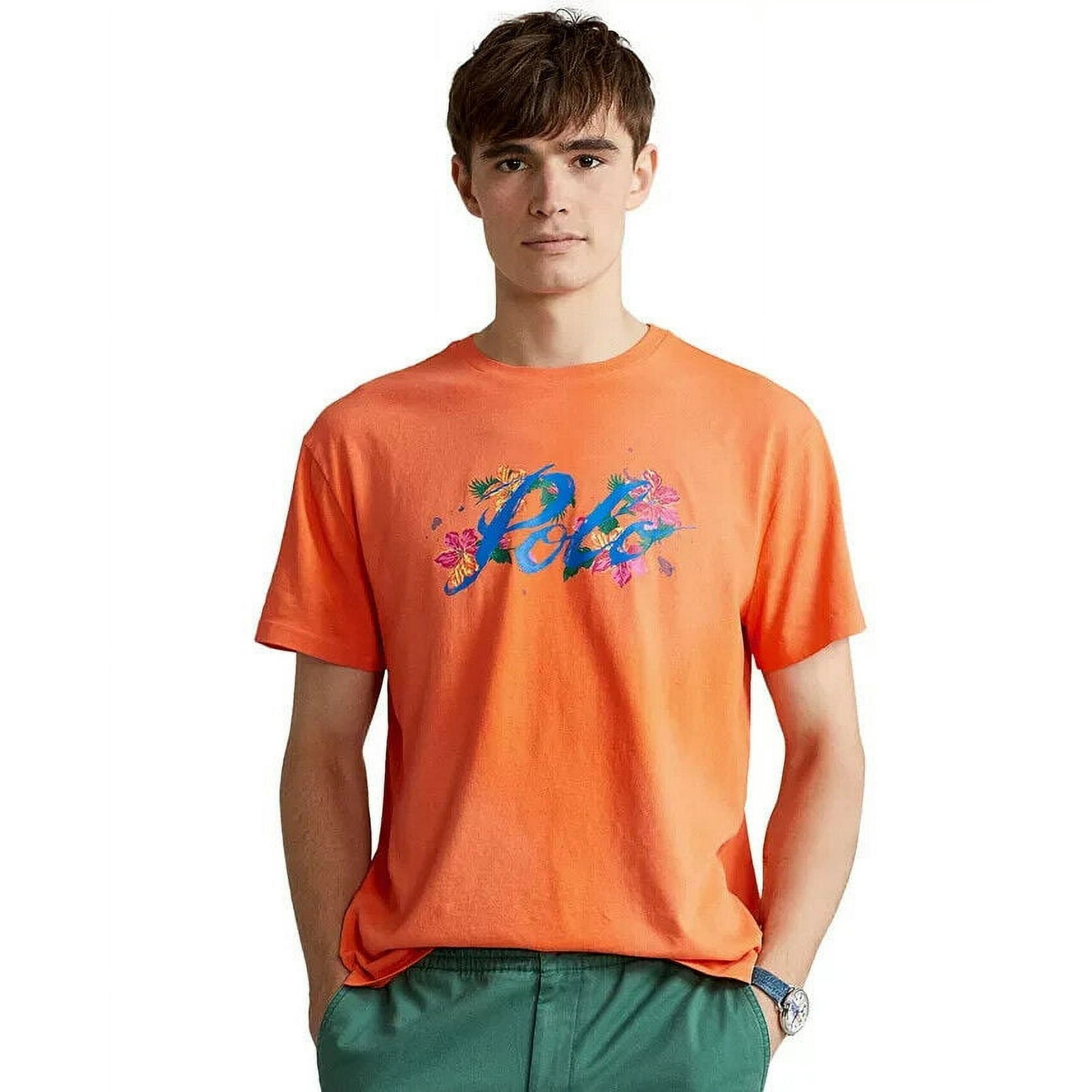 Polo Ralph Lauren Mens Classic-Fit Floral Logo T-Shirt Spectrum Orange-2XL gallery