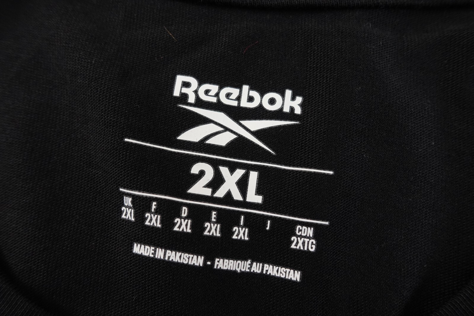 Reebok Mens 2XL Black White Identity Big Stacked Logo Short Sleeve T-Shirt NWT gallery