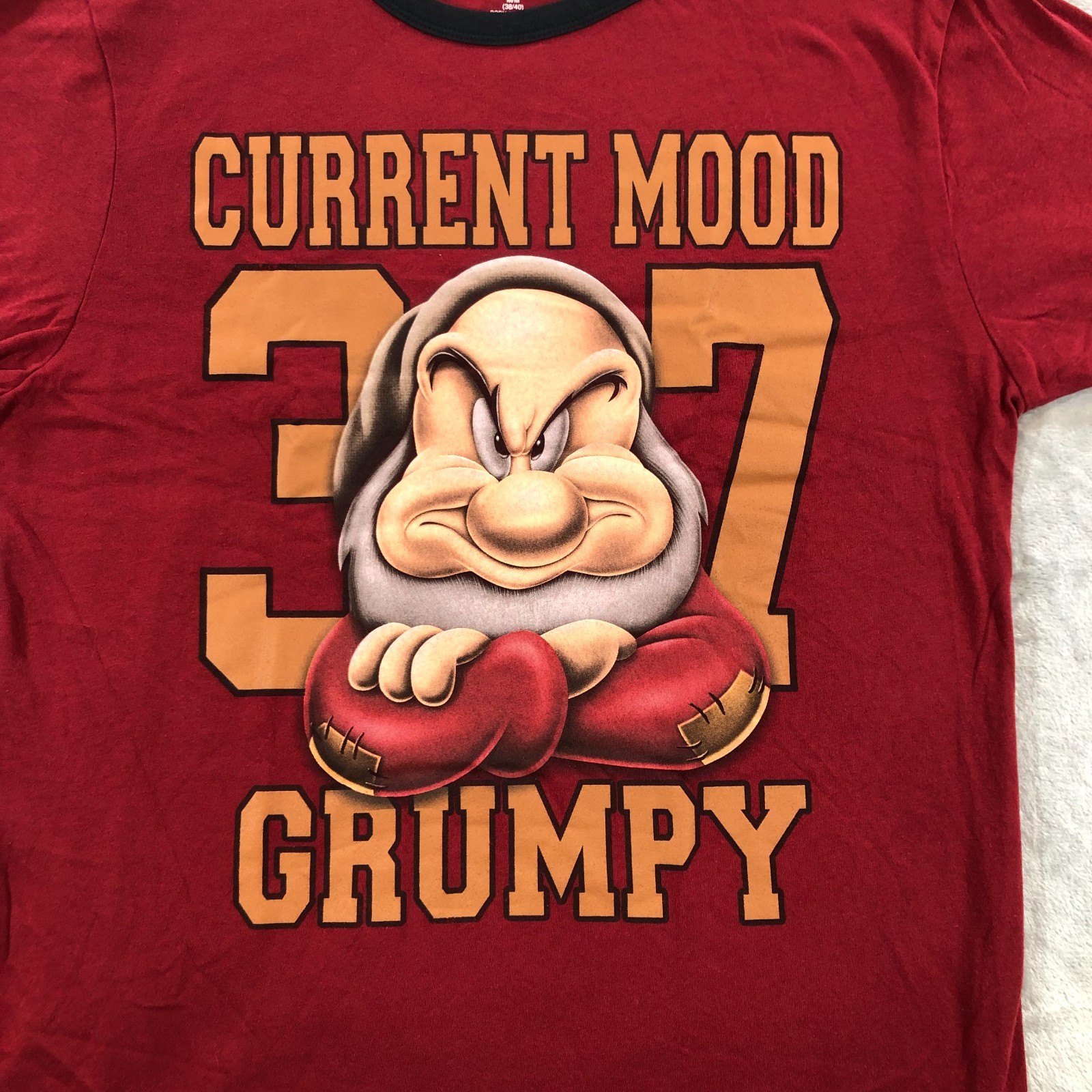 disney grumpy shirt mens M red ringer tee snow white cartoon gallery