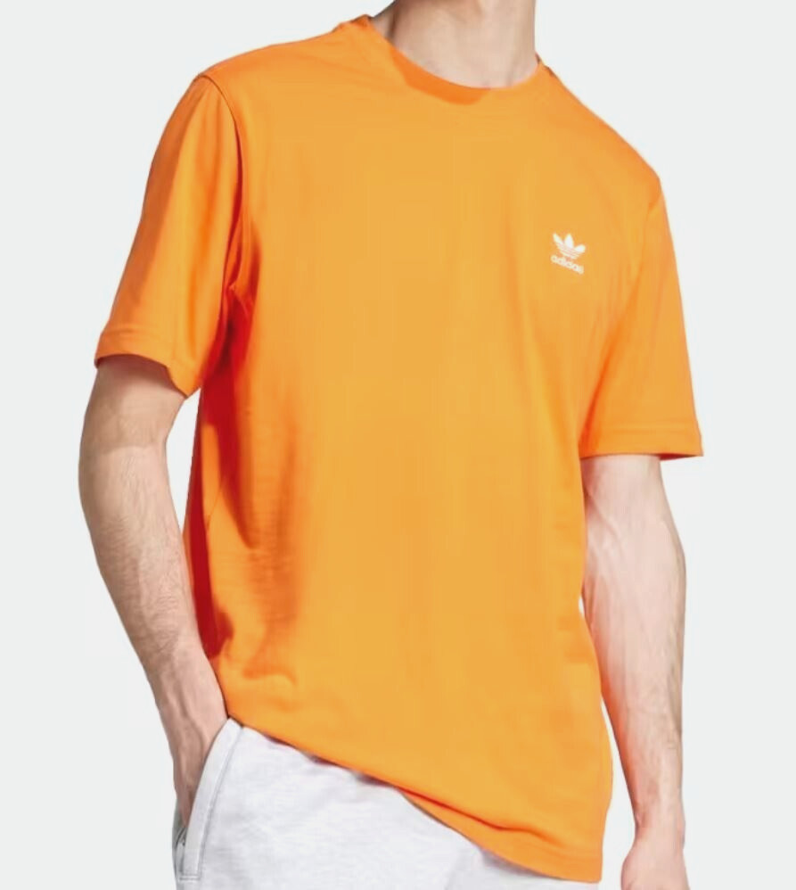 NEW MENS ADIDAS ORIGINALS ESSENTIALS TREFOIL TEE SHIRT~SIZE LARGE #JY2647 ORANGE