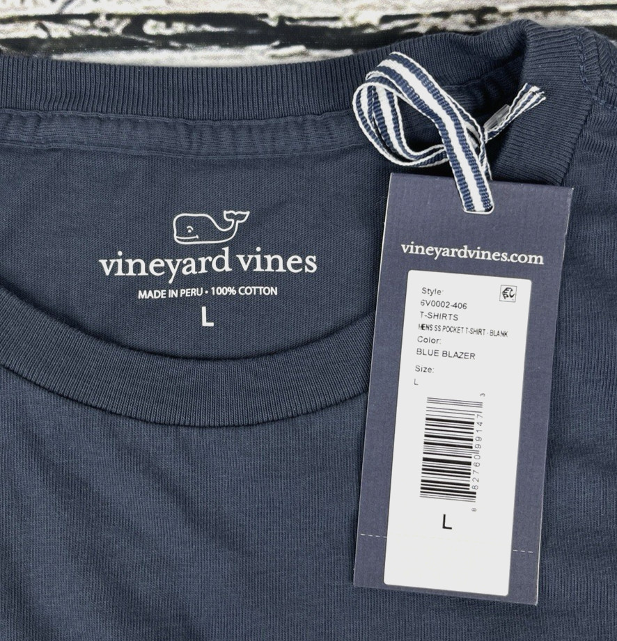 Vineyard Vines Men Short Sleeve Pocket T-Shirt Blue Blazer Size Large (L) - NEW gallery