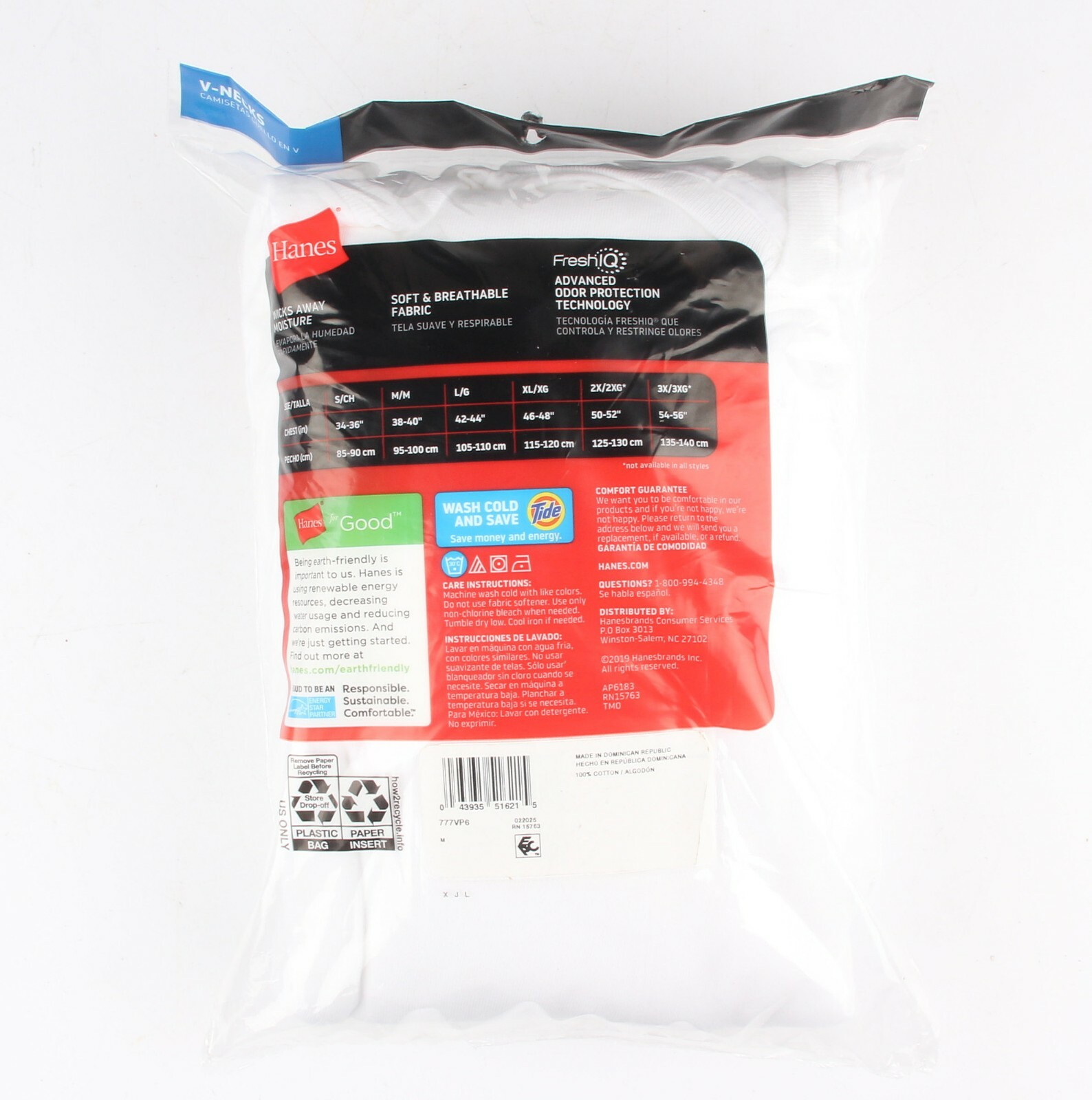 *Hanes Value Pack Tagless V-Necks White - 6 Pack Size MEDIUM (777VP6) gallery