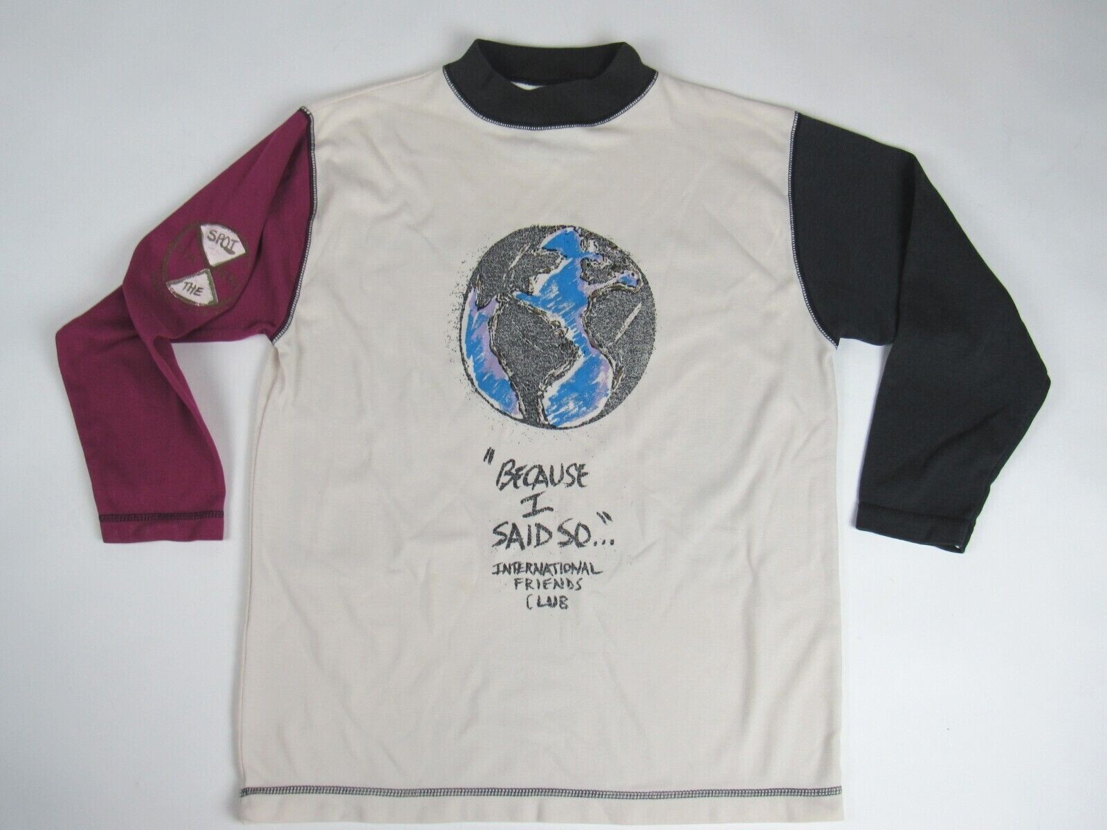 Vtg 80s International Friends Club Color Block T Shirt Hip Hop Earth Art 1980's gallery