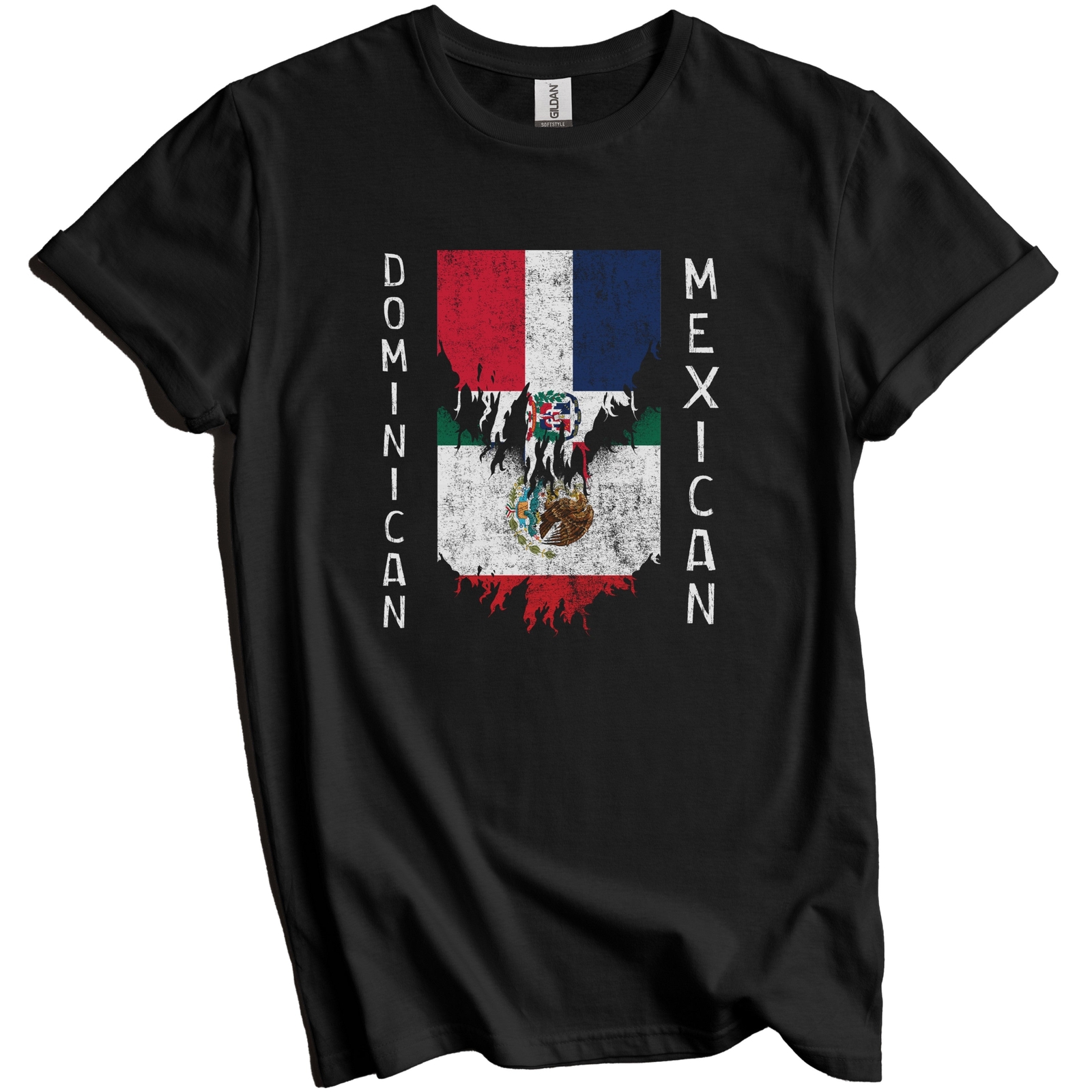 Dominican Mexican Flags Ripped Torn Dominican Republic Mexico T-Shirt gallery