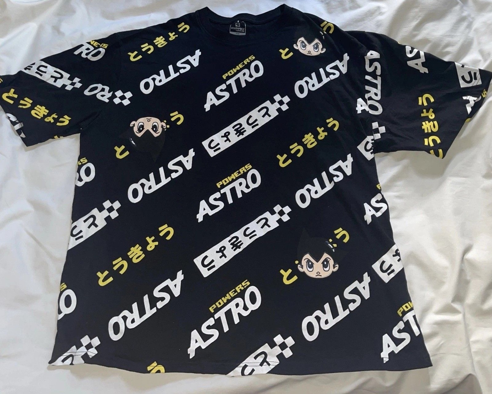 ASTRO BOY X SOUTH POLE TOKYO SIZE 4XB Black White SHIRT ANIME 60s CARTOON JAPAN