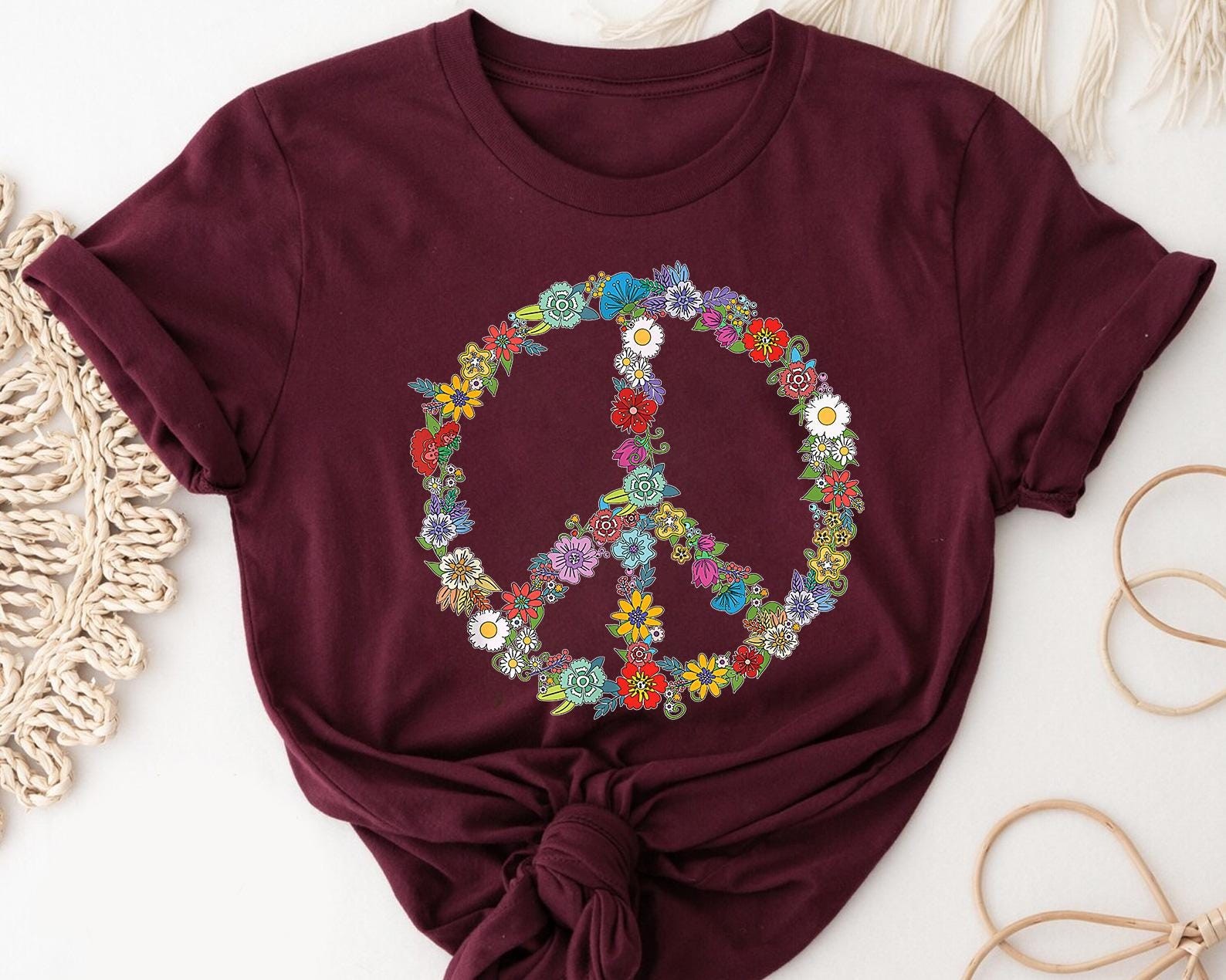 Flower Peace Sign Shirt Boho Floral Peace Symbol Tee Nature Lover Gift gallery