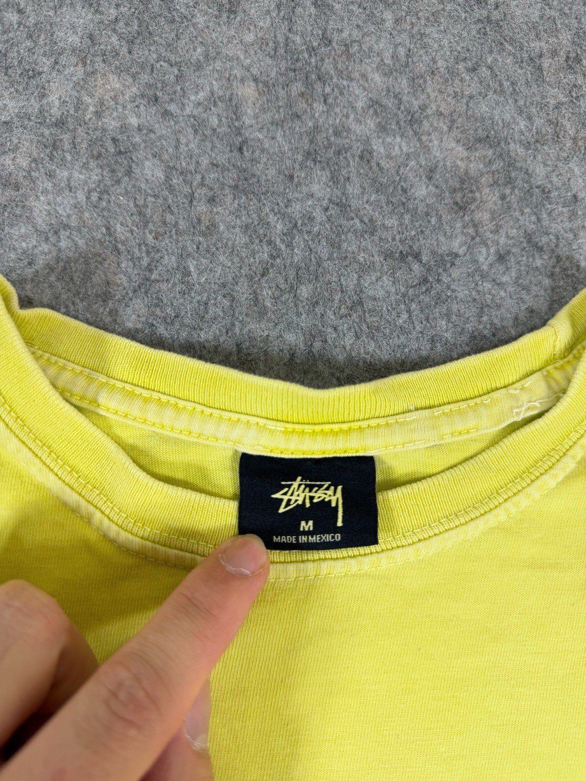 Vintage Stussy Shirt Mens Medium Yellow Y2K Classic 8 Ball Eight Skate gallery
