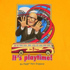 DELTA Vtg y2k SIX FLAGS More Flags More Fun Guy Yellow T-SHIRT Men’s L