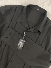 NWT Coofandy Button Up Shirt Men Sz L Black Long Sleeve Vacation Cuban