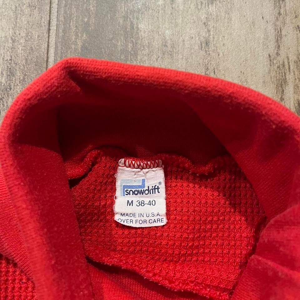 VTG Snowdrift Thermal Men's M Red Polycotton Turtleneck Waffle-Knit Long-Sleeve gallery