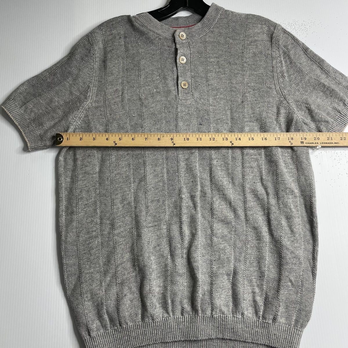 BRUNELLO CUCINELLI Textured Rib Knit T-Shirt Men's Size US 38 Gray gallery