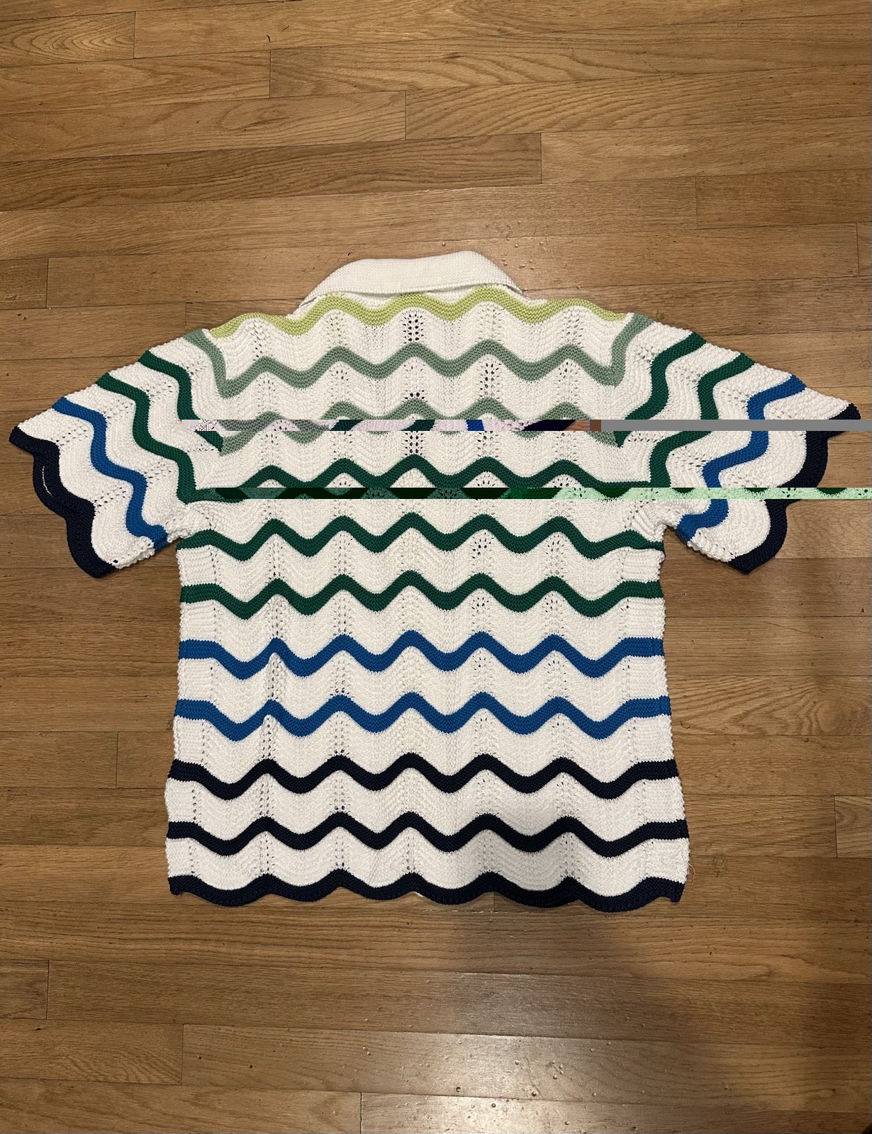 Casablanca Men's Gradient Wave Crochet Shirt/Short Set - Size Large gallery