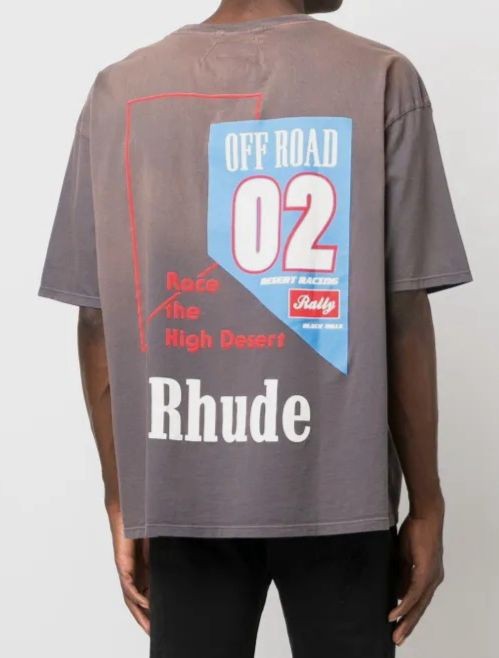 Rhude Men's Gray Vintage O2 Off-Road Graphic-Print Cotton T-shirt Size S gallery