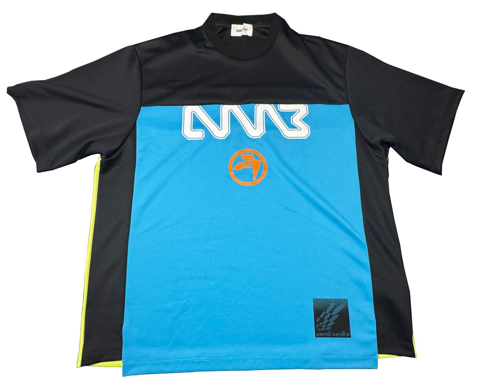 Ambush Mens T-Shirt XL Black & Blue, Yellow & Orange Graphic, NEW 100% Polyester