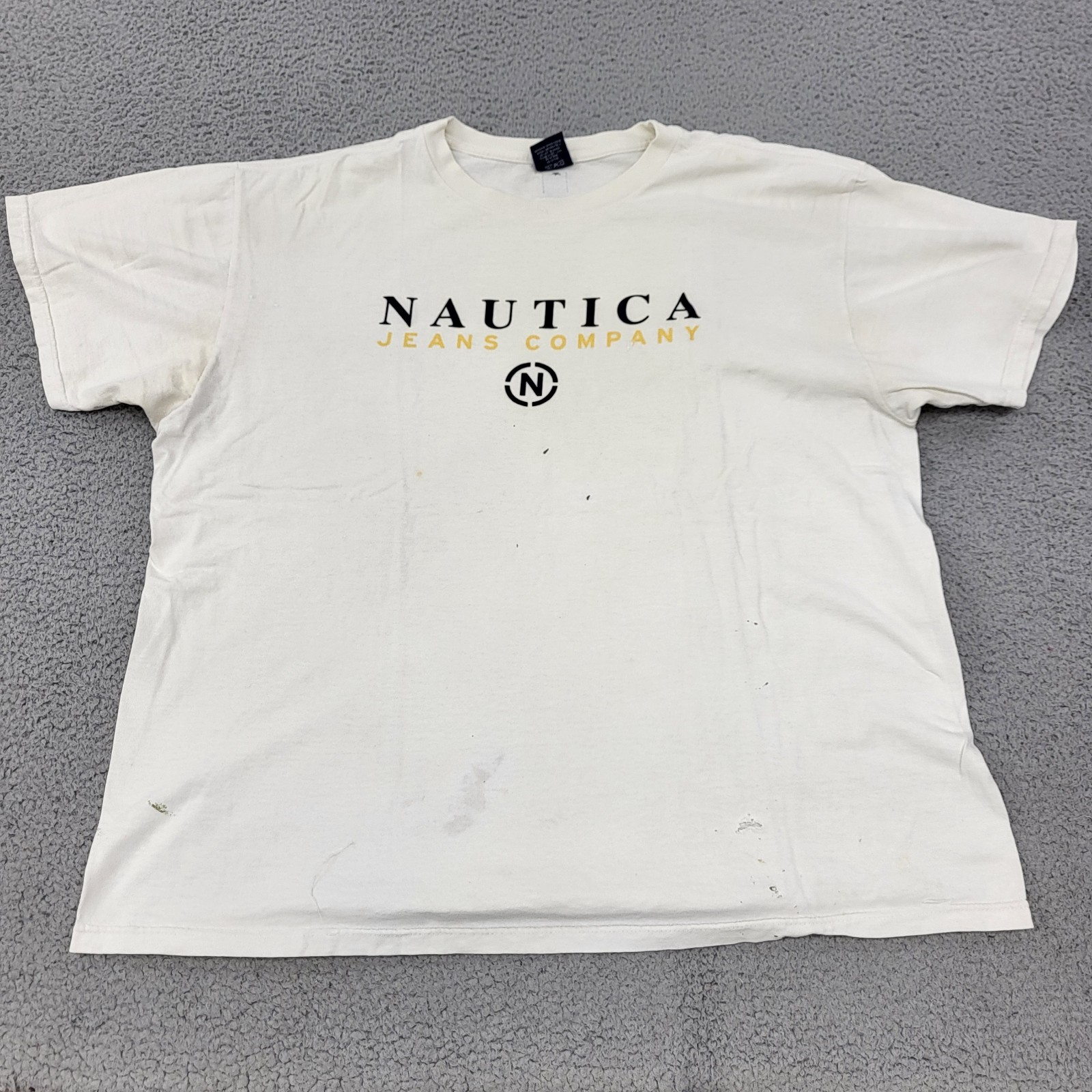 Nautica Jeans Shirt Mens XL VTG White Logo Graphic gallery