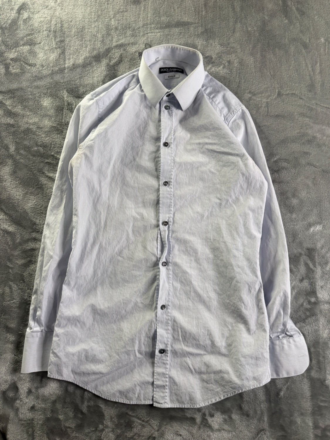 Dolce & Gabbana Gold Men's Dress Shirt 14.5 37 Light Blue Pinstripe Made gallery