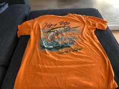 Salt Life Mens Medium Orange Short Sleeve T-Shirt with Pocket Fishing Jig’s Up