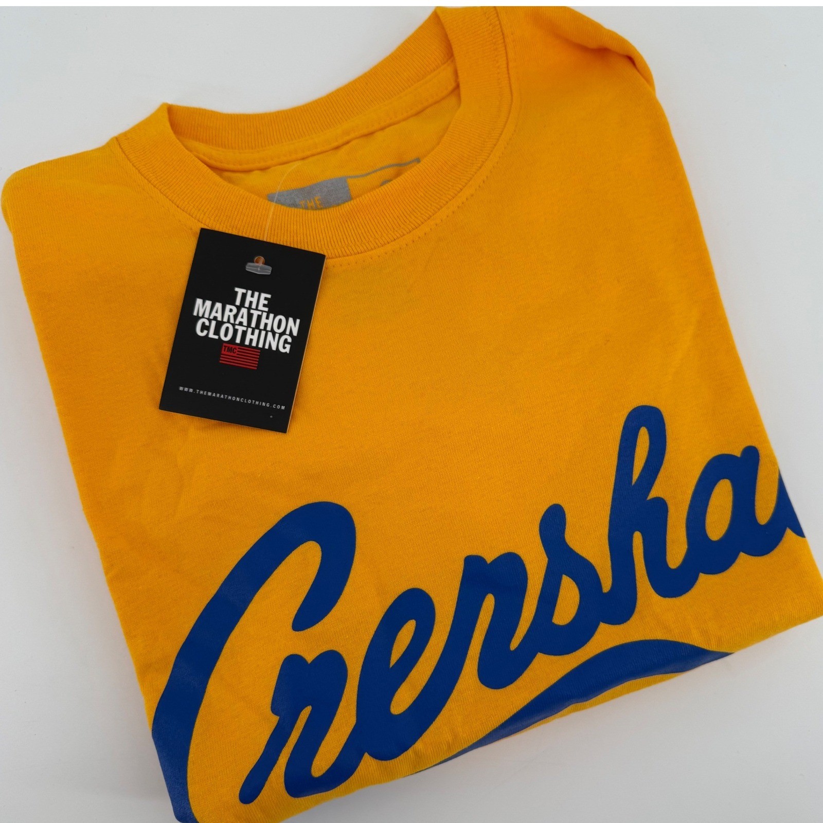 NWT The Marathon Clothing Crenshaw Tee Yellow Blue Short Sleeve Small TMC gallery