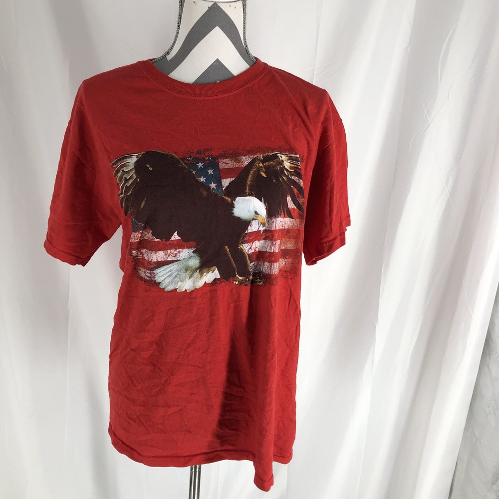 Ink Inc Men’s Red Medium Patriotic Tshirt Eagle Flag America