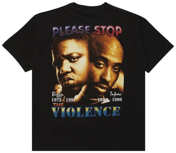 Vintage Biggie & Tupac Please Stop The Violence T-Shirt Font Side gallery