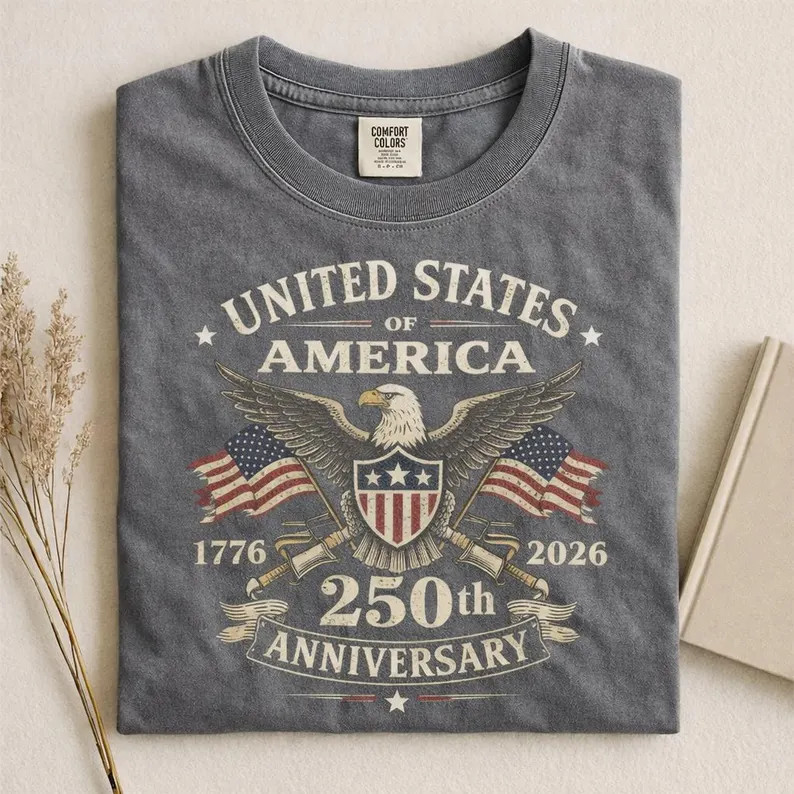 USA 250th Anniversary T-Shirt 4th of July Patriotic Flag Vintage Tee Gift