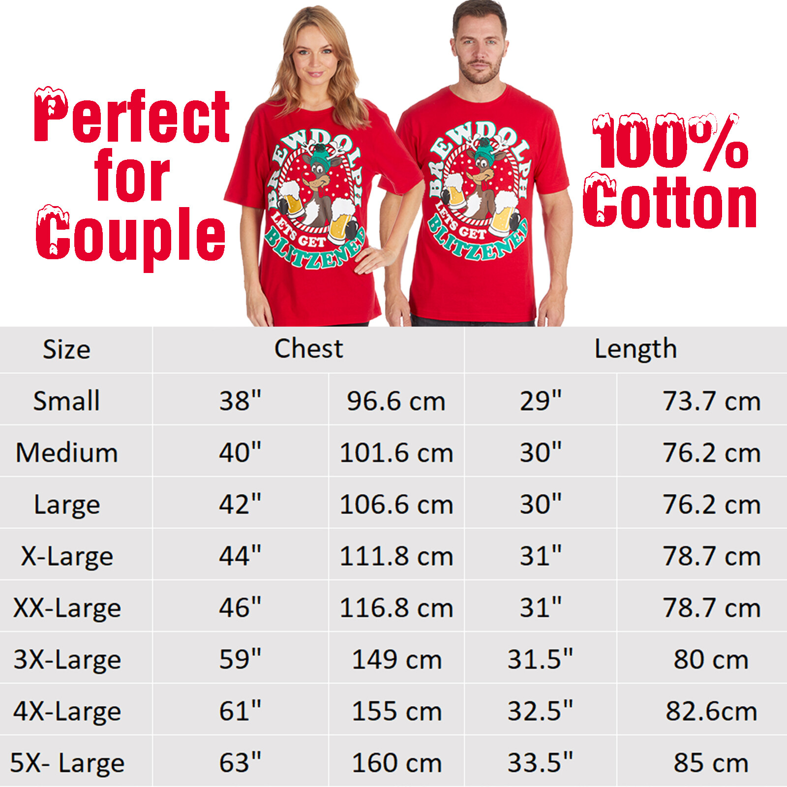 Mens Womens Couple Matching Top Xmas T-shirt Set Christmas Top Festive BIG SALE gallery