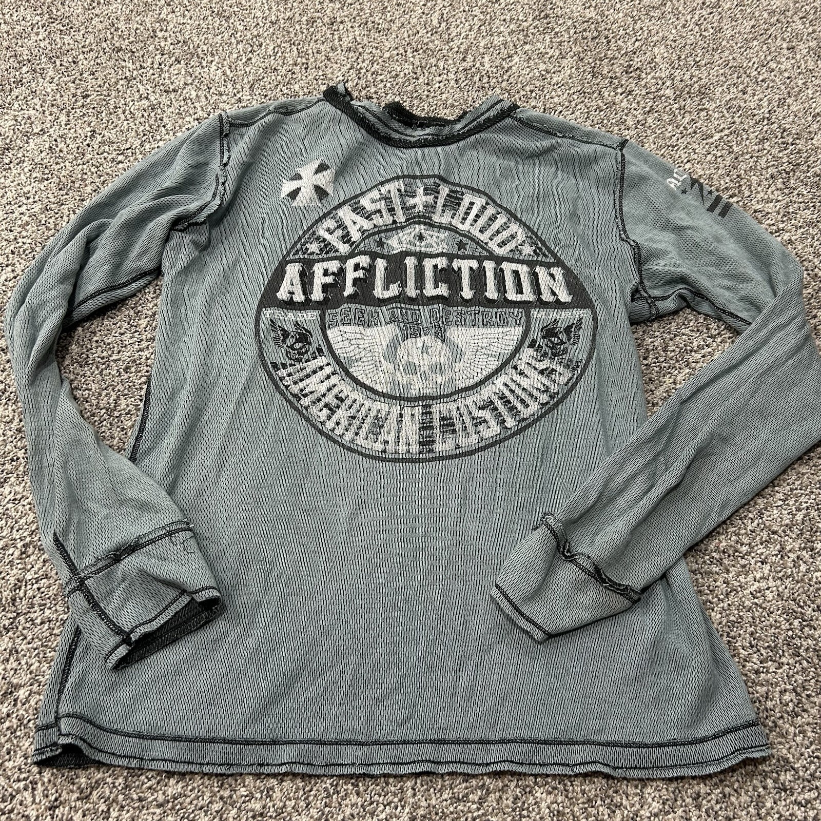 VTG Affliction Reversible Thermal | Winged Eagle & Cross | Y2K Grunge | Size XXL gallery