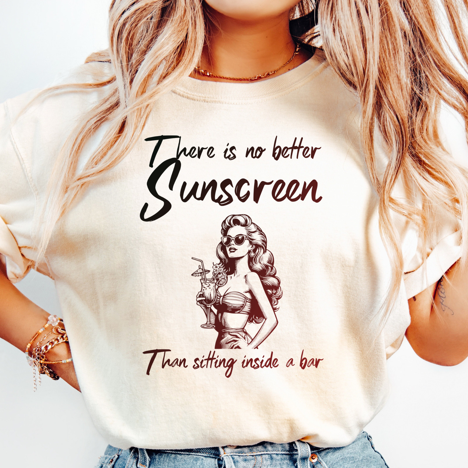 There Is No Better Sunscreen T-Shirt | Retro Pinup Suncare Design, Sassy Bar Tee