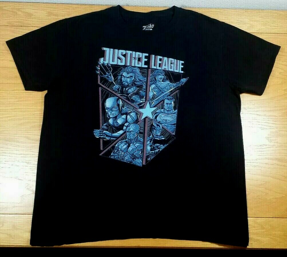 JUSTICE LEAGUE DC Comics 100% Soft Cotton Funko Superhero Black T-Shirt Men’s XL