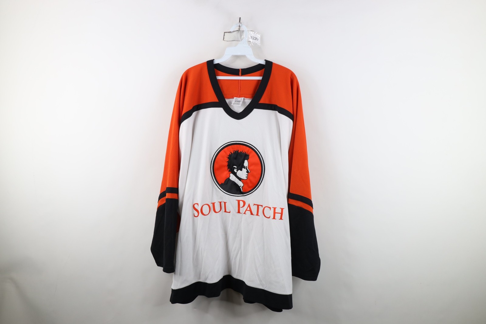Vintage 90s CCM Mens XL Soul Patch Mesh Hockey Jersey Orange White Polyester gallery