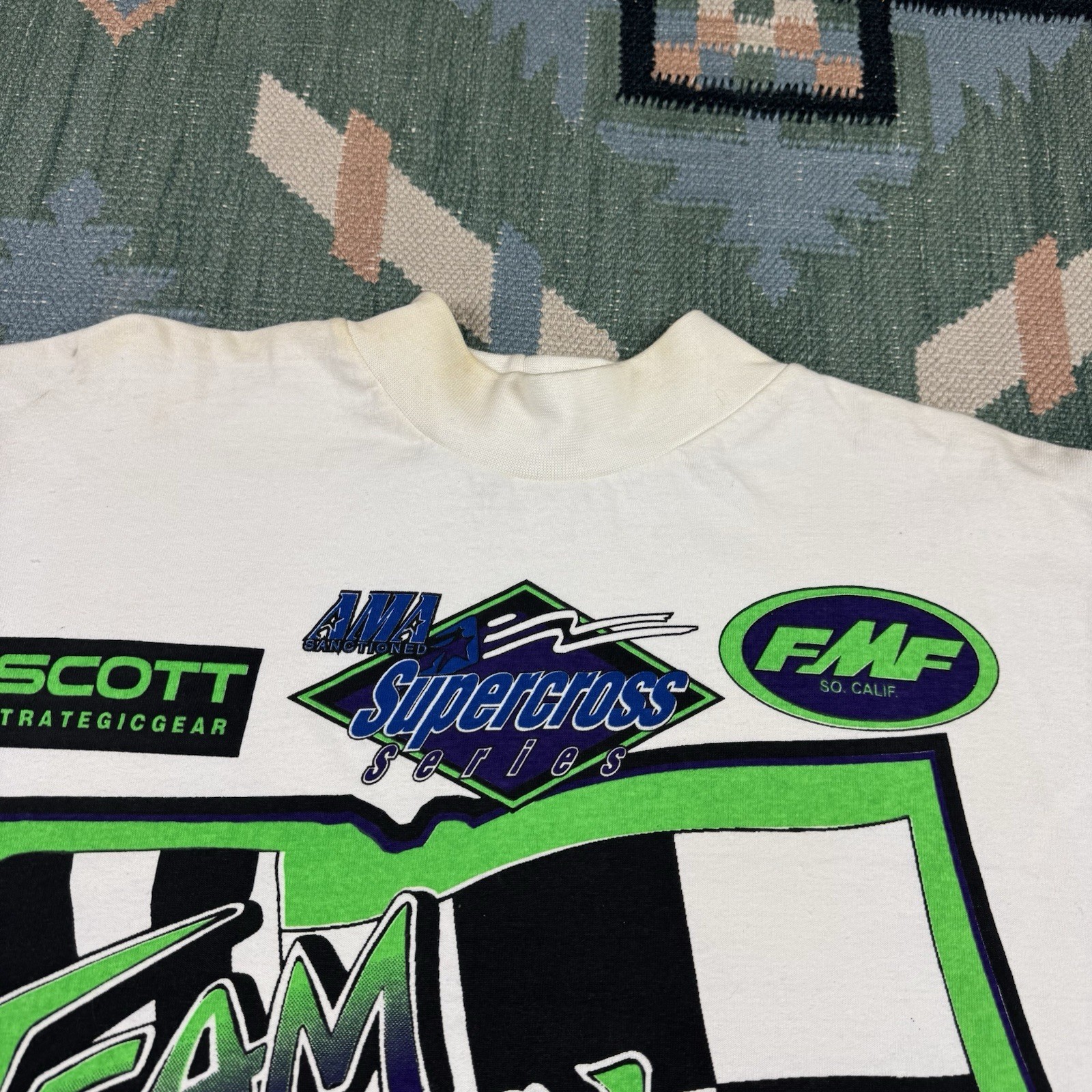 Vintage 90s Team Green Supercross Motorcycle AOP Racing Jersey Shirt Size XL gallery
