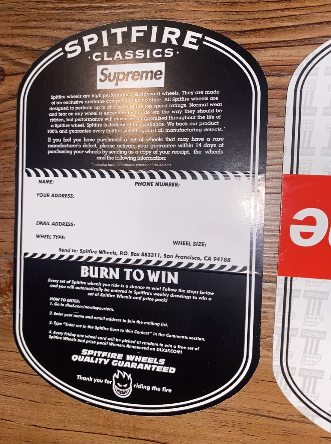 2 Rare Supreme 2021 Sample Harley Davidson Cease And Desist Spitfire Skateboard gallery