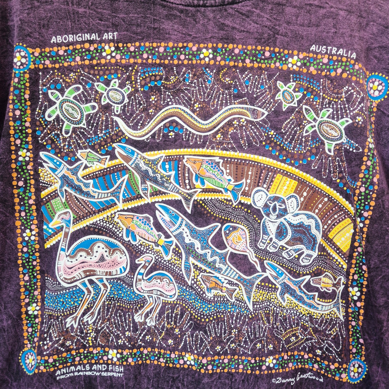Vintage Gooses Aboriginal Art Animal Australia T-Shirt Cotton Acid-Purple Sz.M gallery