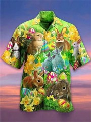 Mens Button Down Beautiful Goat Pine Print Hawaiian Top Novelty Holiday Shirt