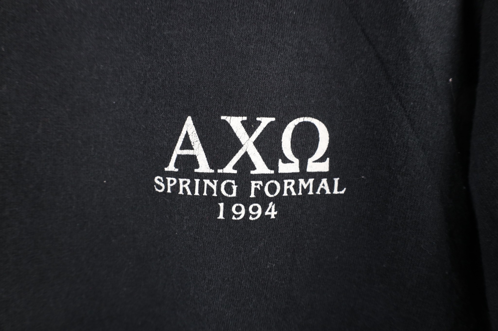 Vtg 90s Mens XL Faded Spell Out Alpha Chi Omega Spring Formal Fraternity T-Shirt gallery
