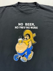 No Beer No Work Funny Drinking T Shirt Mens Large Black Graphic Print Casual