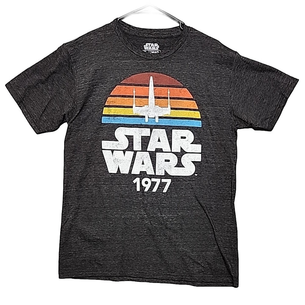 Star Wars Mens Medium T-Shirt – Multi Color X-wing 1977 Sunset Style Image