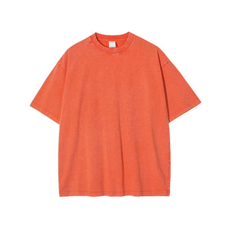 Summer Men's New Snow Wax Dyed Wash Top High Street Retro Short sleeved T-shirt gallery