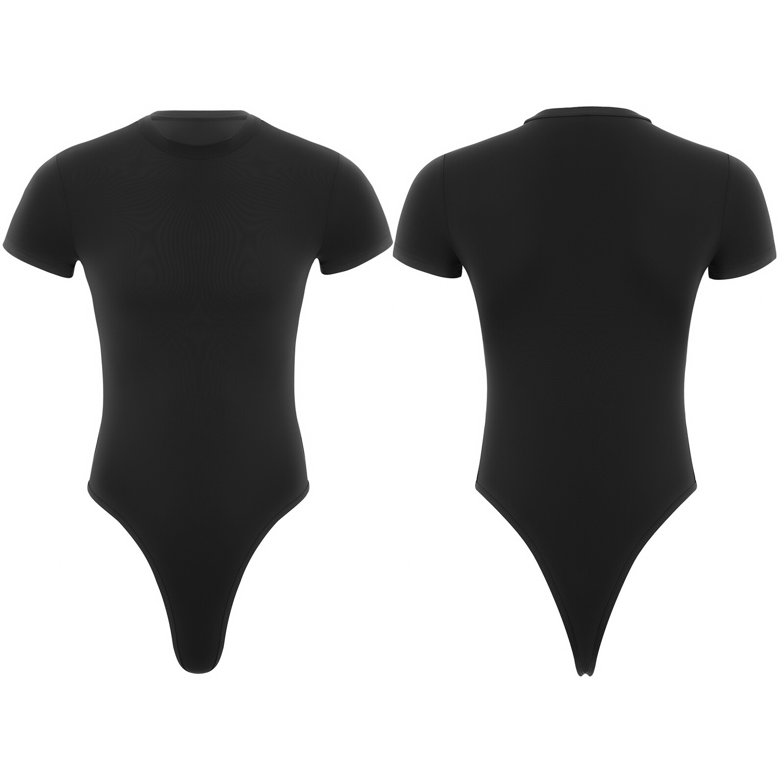 Mens Short Sleeve Bodysuits Athletic High Waist Jumpsuit Stretchy Button Bodycon gallery