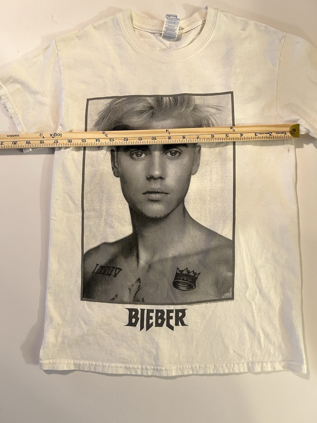 Justin Bieber Headshot Sorry -White Tee Shirt 100% Cotton Adult Size Small gallery
