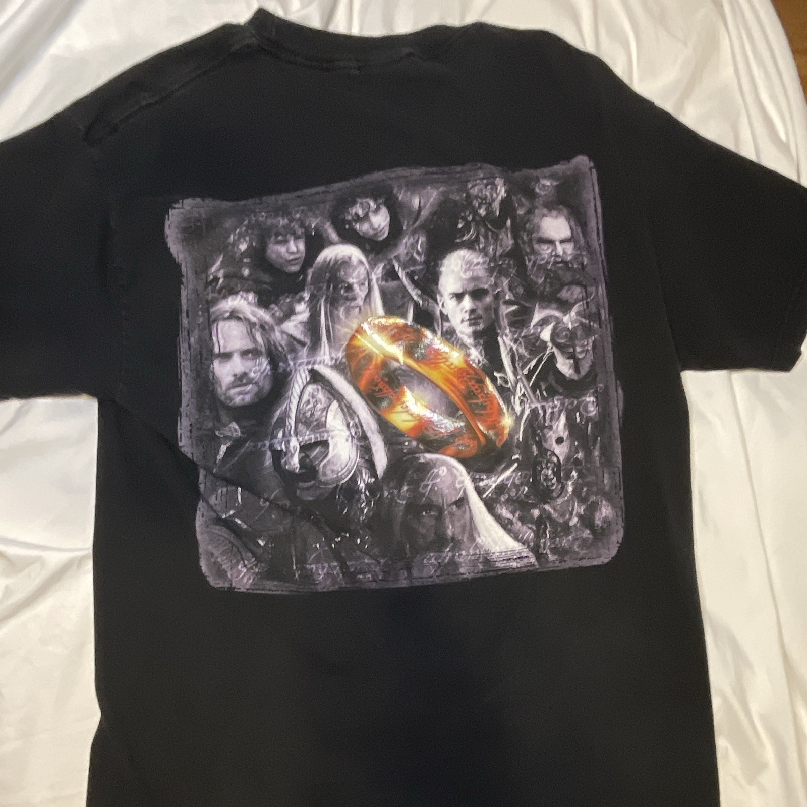 Vintage LOTR Two Towers 2002 LG T-Shirt 2 Sided Black Print