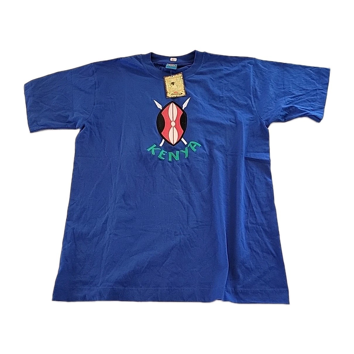 Vintage Kenya Embroidered Made In Kenya T Shirt Tee Africa Large NWT Cotton gallery