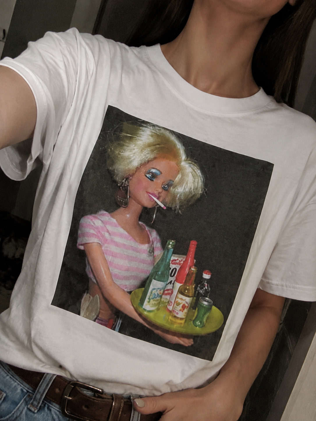 Vintage Doll Portrait Graphic T-Shirt, Retro Glam Aesthetic Party Tee gallery