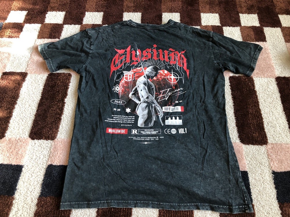 Elysium Spartan Graphic Tee XL Washed Black Streetwear