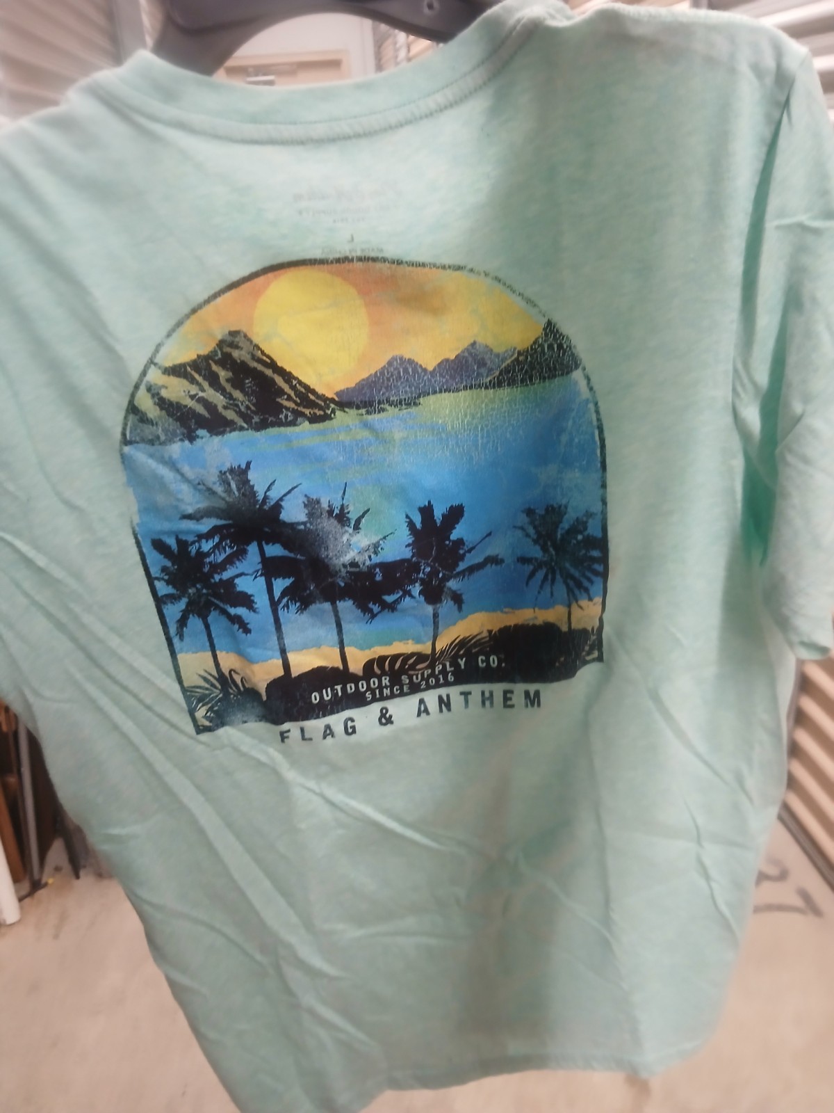 Flag & Anthem Mens Mint Green Short Sleeve Crew Neck Pullover T-Shirt Size L gallery