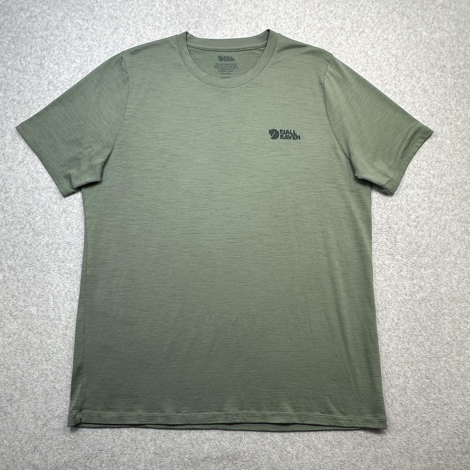 Fjallraven Abisko Wool T Shirt Mens XXL Green Logo Performance Crewneck Outdoor