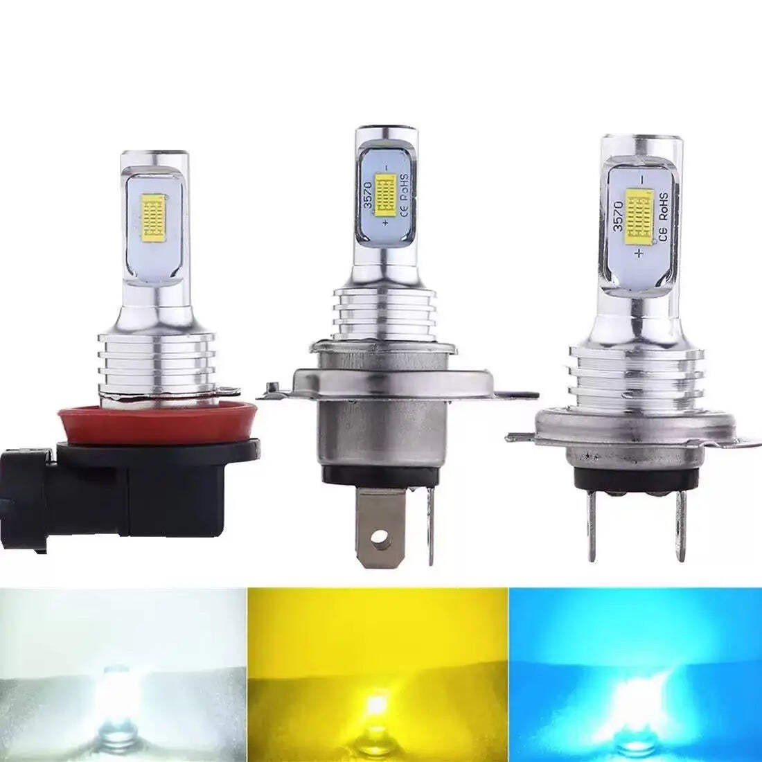 2PCS H4 H7 H11 LED Fog & Headlight Bulbs, 20000LM 6000K 12V, Compatible with H8