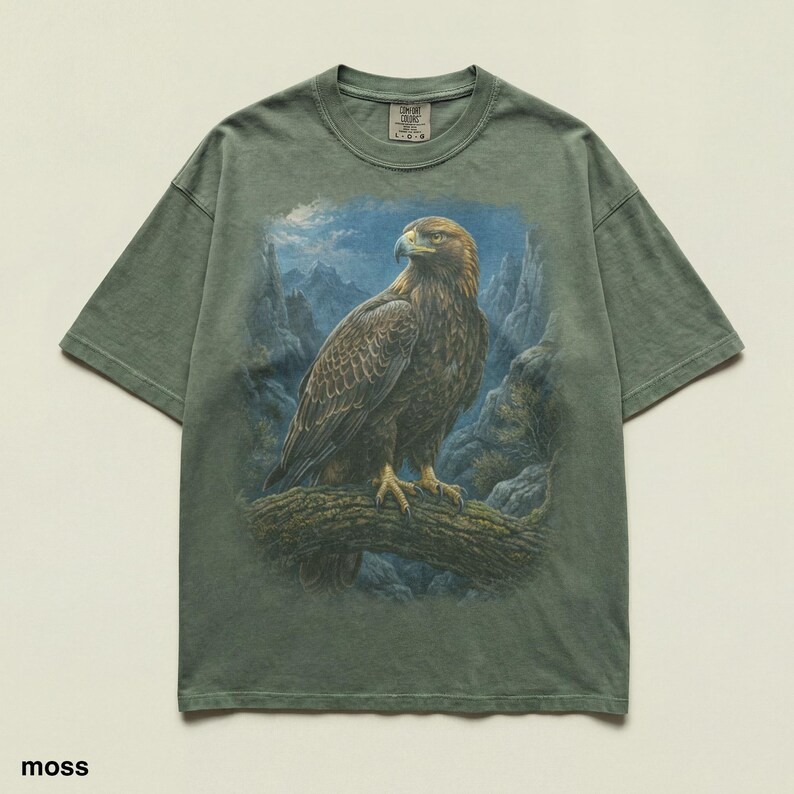 Golden Eagle Moon Comfort Tee Shirt Nature Wildlife Animal Soft gallery