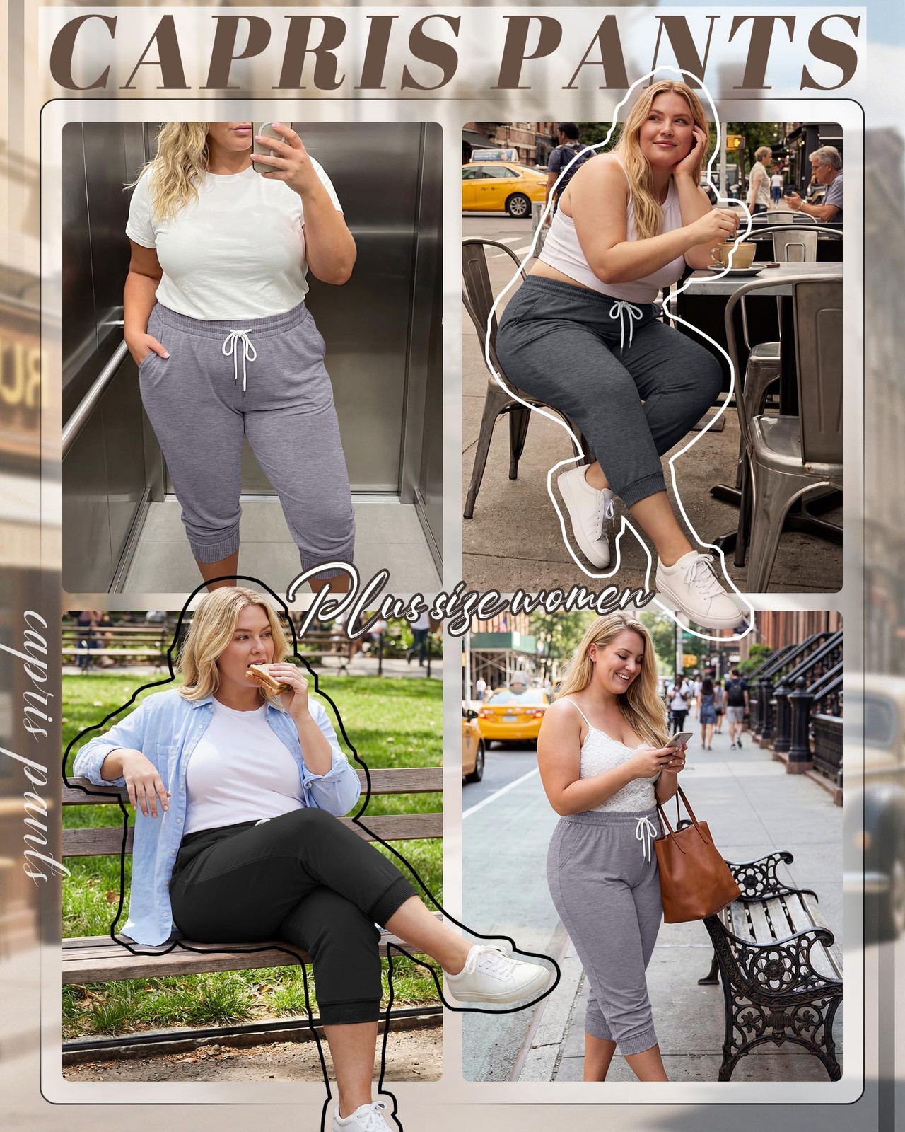 3 Pack Women's Plus Size Capris Cotton Lounge Yoga Capri Pants Cropped Casual... gallery