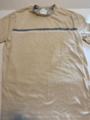 Denim & Flower Ricky Singh Men’s Beige Blue Striped Jersey T-Shirt Size M